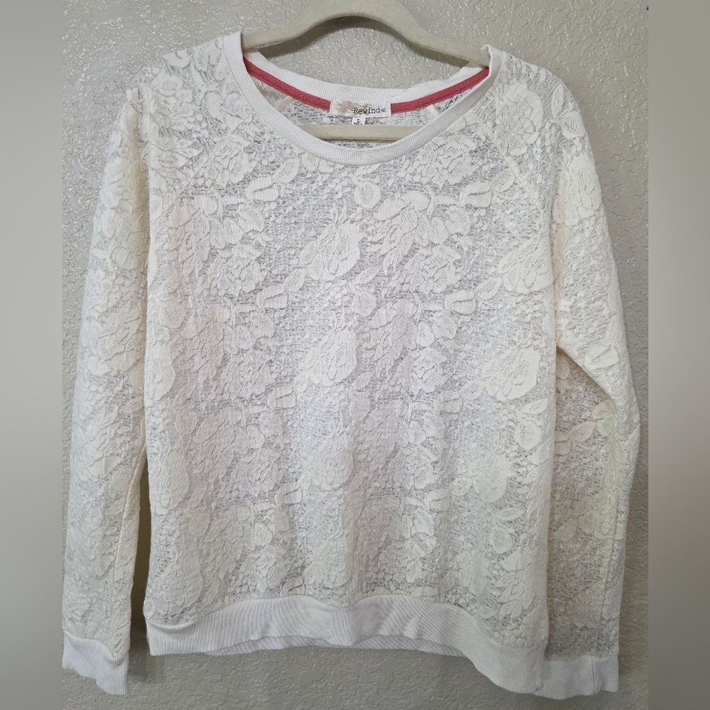 Sheer Cream Floral Lace Long Sleeve